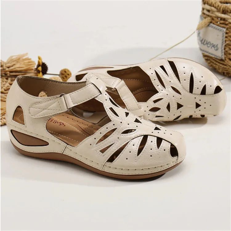 Women's Sandals Summer Ladies Girls Leather Vintage  Buckle Casual Sewing Women Shoes Solid Female  Platform