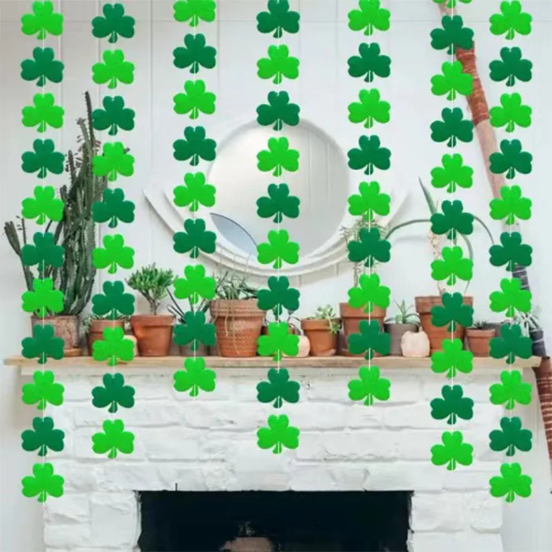 

St. Patrick’s Day Leaf Clover Decorations Fabric Green Shamrock Banners Decorations Spring Irish Birthday Party Garlands Decor