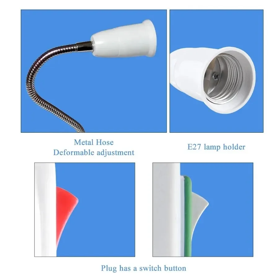 EU Plug to E27 Lamp Holder Socket Converter 30cm