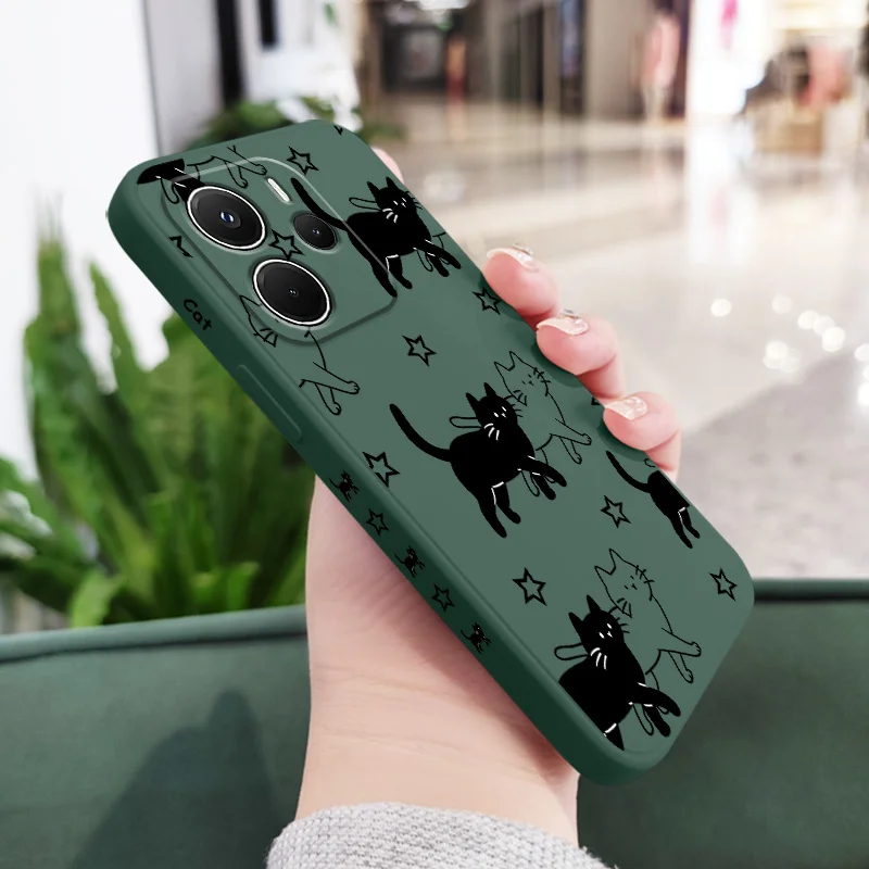 Star Cute Cat Liquid Silicone Phone Case Cover