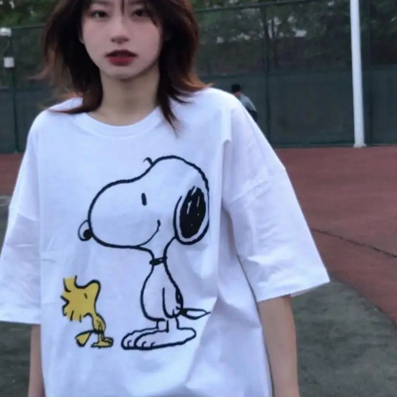 

Плюшевые игрушки для девочек Snoopy, Чарли, коричневый, деревянный шток, мультяшный милый большой размер, принт, хлопковые, с коротким рукавом, аниме, плюшевые игрушки для девочек, подарок на день рождения