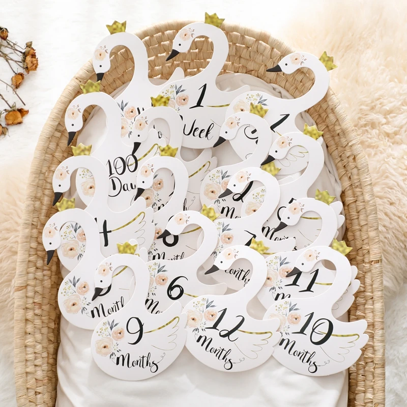 Papier Made Baby Milestone Karten Floral Drucken Newborn Monatlichen Wachstum Aufnahme Karten Handgemachte Baby Geburt Baby Fotografie Requisiten – Detail 16
