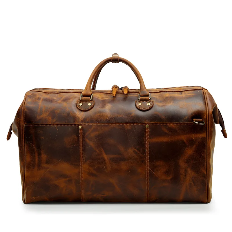 

High End Leather Travel Bag Duffle Bags Large Size Luggage Bag Genuine Leather Bag For men male crazy horse leather bags
