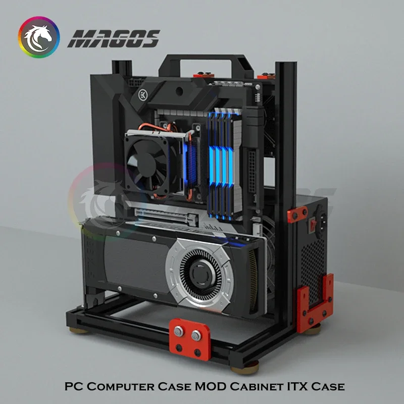 PC Gaming Case Portable ITX MOD Case Full Aluminum Support Video Card Vertical Mounting Water Cooling