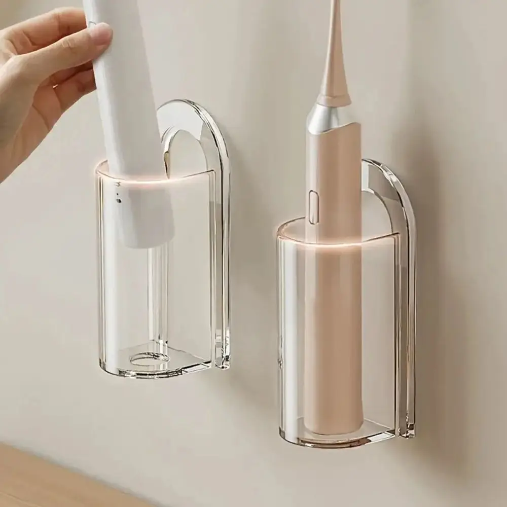 Wall Mount Electric Toothbrush Holder Space Saving Punch-Free Toothbrush Storage Rack Transparent Electric Base