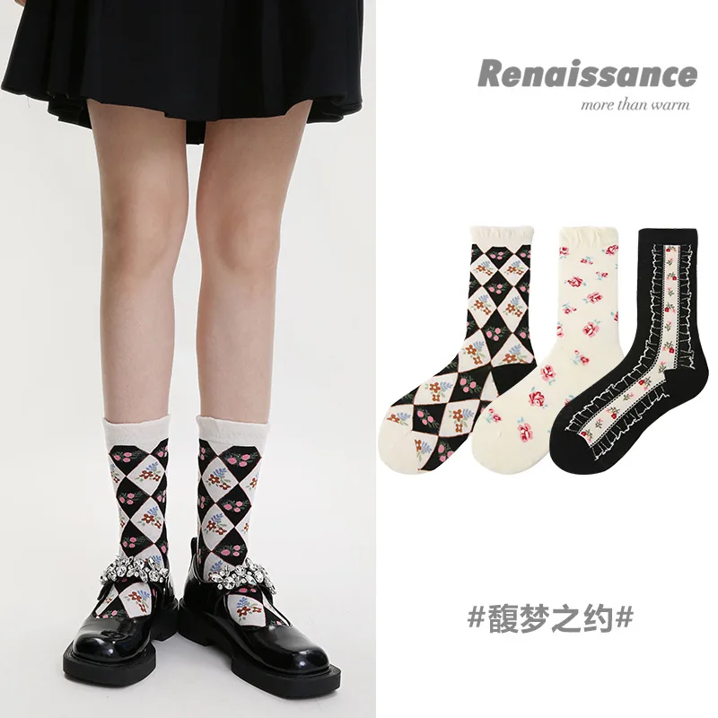 

3 Pairs/lot Literary Original Japanese Cute Student Socks Combed Cotton Lace Socks For Women Girls Lolita