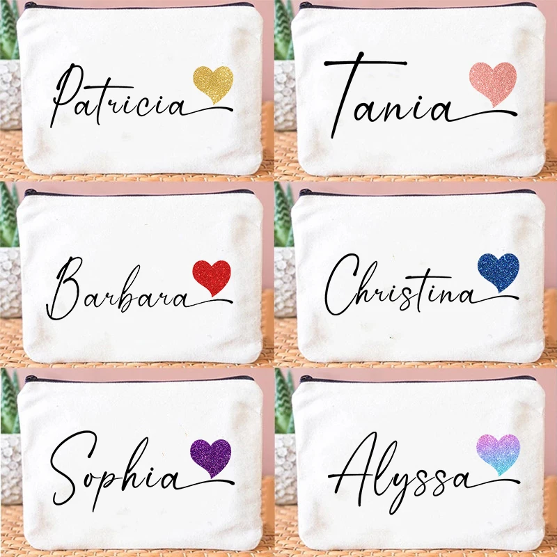 

Personal Custom Name Women Cosmetic Bag Makeup Bag Pouch Travel Outdoor Toiletry Organizer Wedding Birthday Gift for Her Teacher