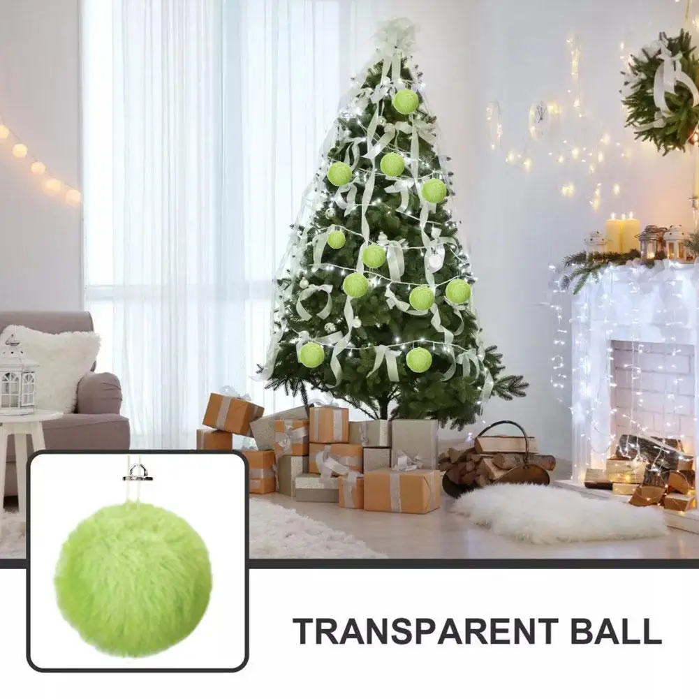 Lemon Green Plush Christmas Ball Decoration Plush Elf Christmas Tree Decoration Green Hanging Soft Artificial