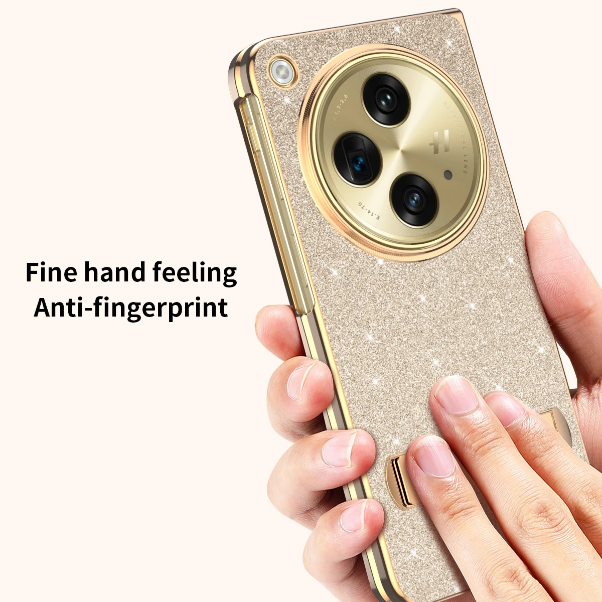 Luxury Plating Bling Glitter Phone Case For OPPO Find N3 Hard PC Leather Shockproof Hinge Protection Cover For Find N 3