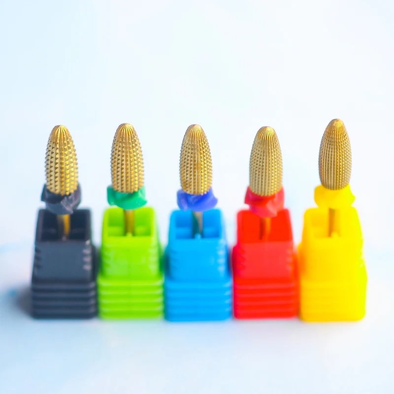 Large Cone Tungsten Nail Drill Bits Carbide Left Right Hand Available Dual Rotation Titanium Coating Manicure Gel Remover 3/32"