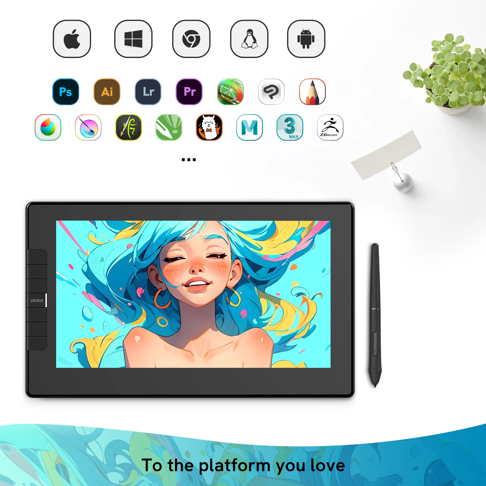 VEIKK VK1200V2 11.6 Inch Graphics Tablet Monitor Drawing Monitor Animation Digital For Android Windows Mac with Shortcut Keys an 5
