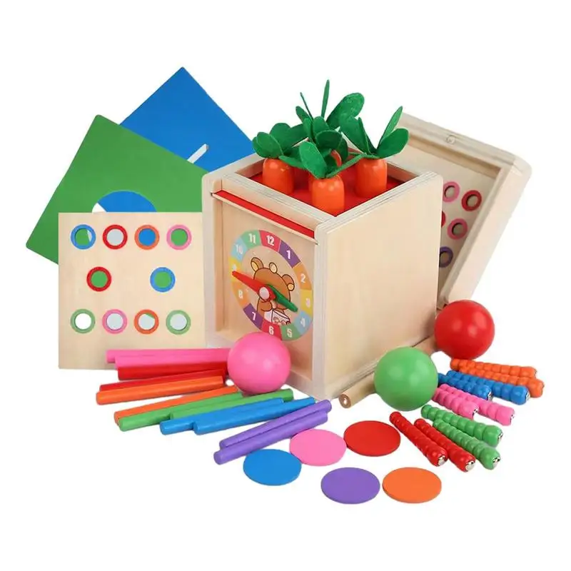 

Wooden Sorting Toy Carrot Harvest Game Montessori Kit For Children Carrots Harvest Game With Rounded Edges For Car Camping Home