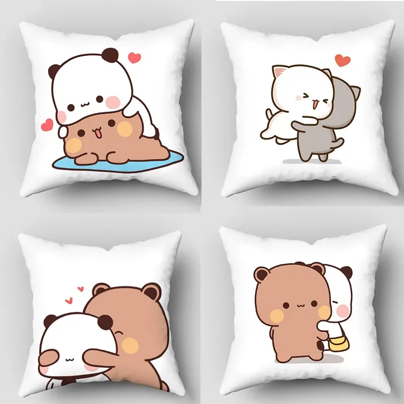 

Bear Hug Pillow Case Bubu Dudu Cartoon Series For Home Decorative Pillows Cover Invisible Zippered Throw PillowCases