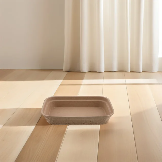 2Pcs Spacious Pulp Cat Litter Box with High Sides Splash Proof for Large Cats Easy Maintenance Open Top Lightweight for Home Or 6