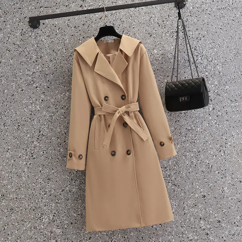2023 New Spring and Autumn Long Jacket Age Reducing Coat Women's Loose Lace Up Slim and Elegant Women's Coat