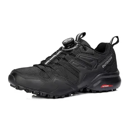 Men's Rotating Lace - Up Casual Breathable Non - Slip Outdoor Sports Shoes, Sizes 40 - 47 - 44 (Black)