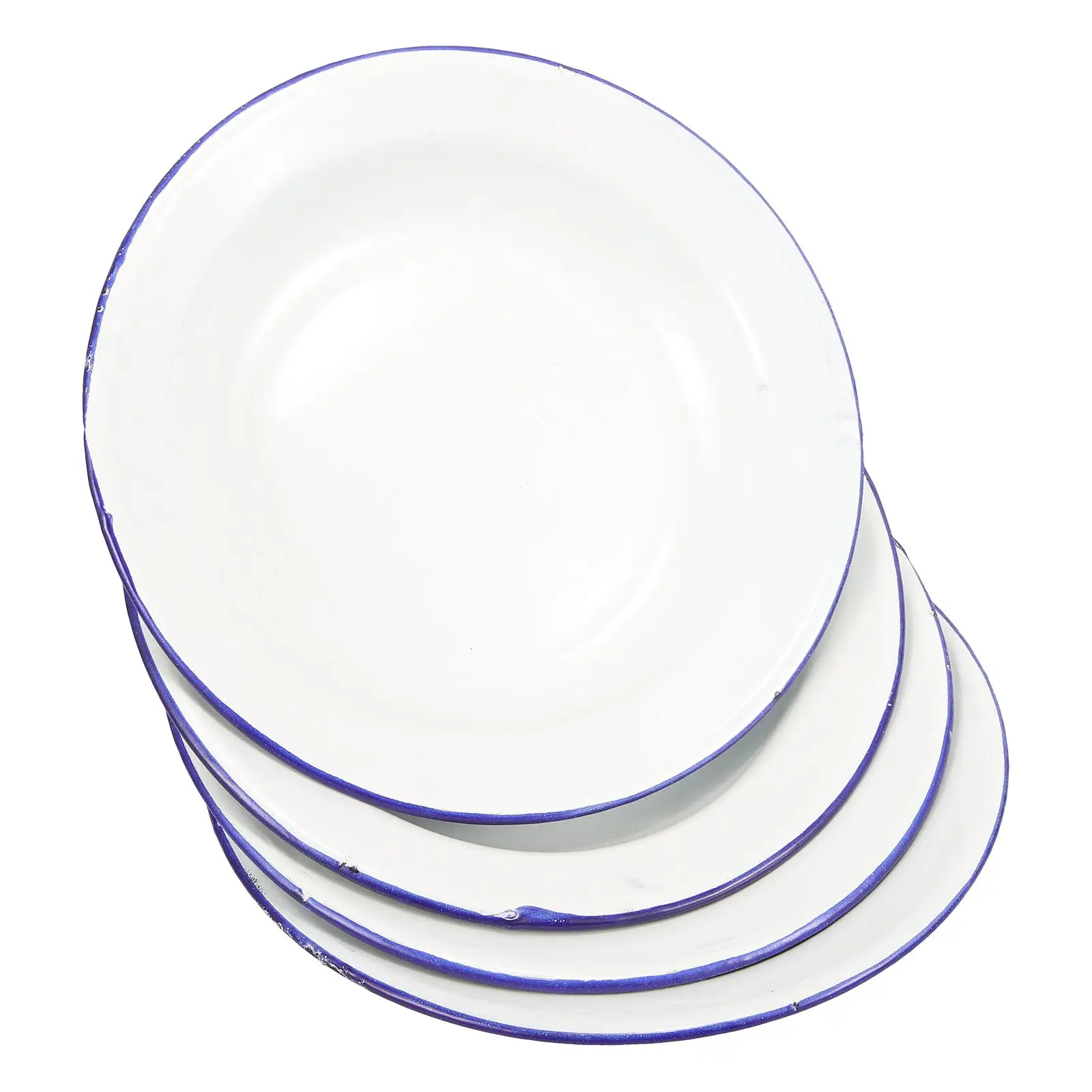 4 Pcs Enamel Camping Dishes Plate Pasta Hotel Dessert Enamelware Oven Tray White