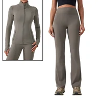 Lemon Women Defines Jacket Groove High Waist Flared Pants Outerwear Nylon Stretch Zipper Running Yoga Long-sleeved Top Jacket 1