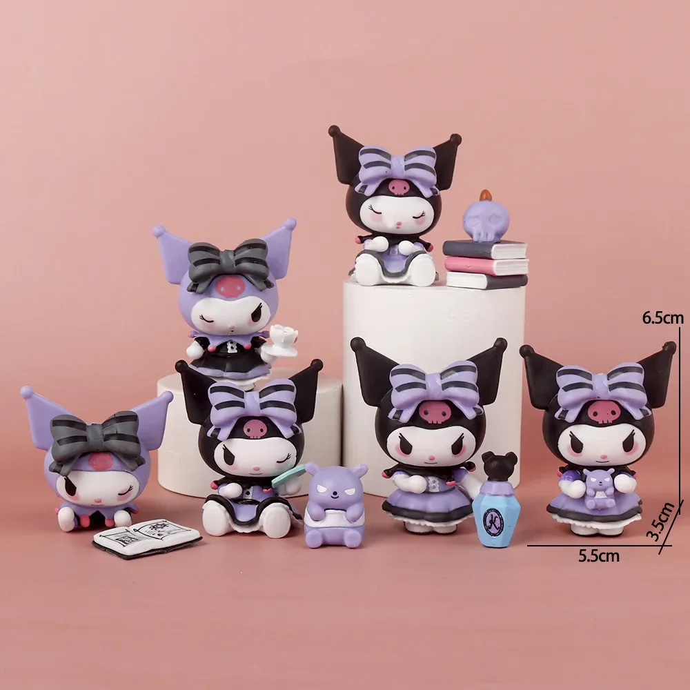 

[Забавный] 6 шт./партия, Мультяшные аниме Sanrio, милые экшн-фигурки Kuromi My Melody, статуэтка, Коллекционная модель, украшение для дома, подарок для девочки