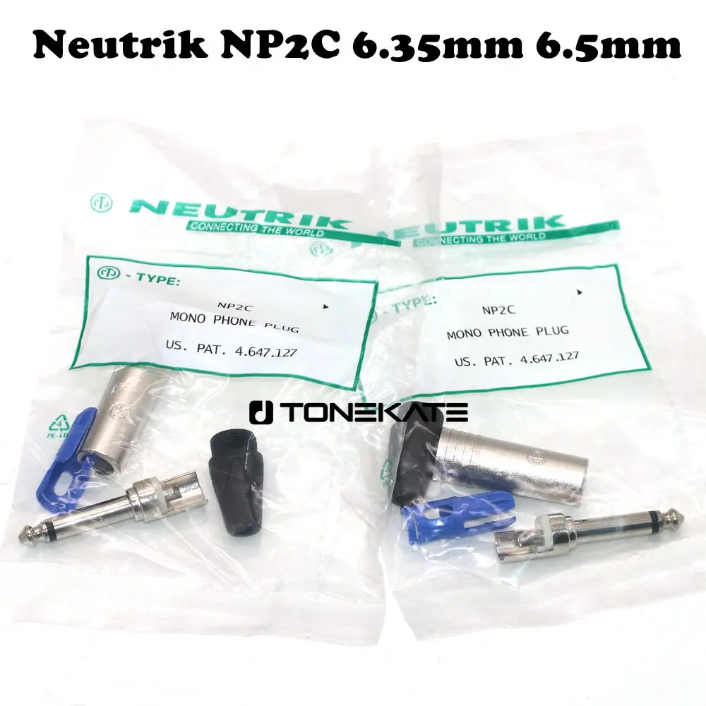 Neutrik NP2C-BAG 1/4-Inch Phone Plug – 2-Conductor, Black Metal, Professional Audio Connector