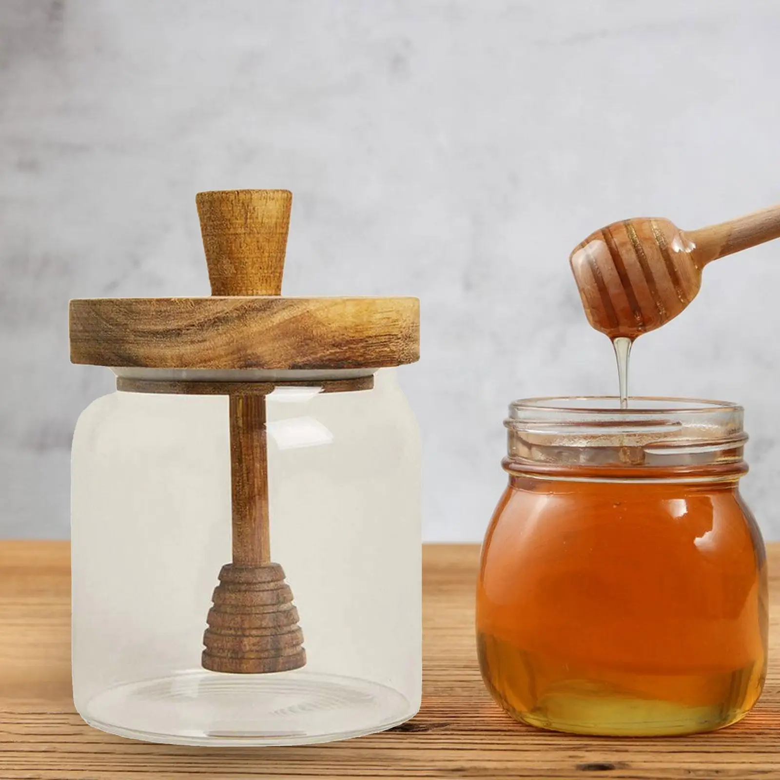 Glass Beehive Honey Pot Washable Clear with Lids and Wooden Dipper Honey Jar for Wedding Party Dining Table Office Home Kitchen 2