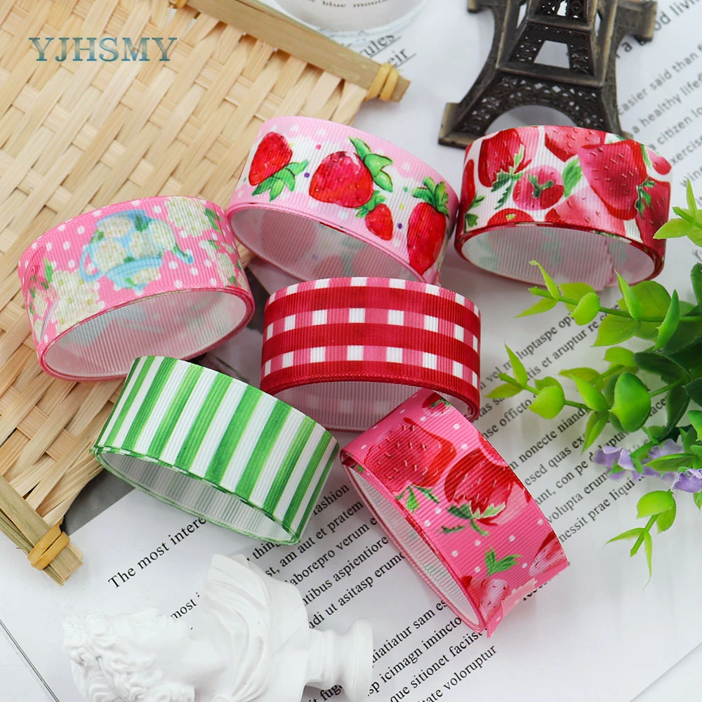 Strawberry Ribbon Summer Ribbon Fruit Printed Grosgrain Ribbon for Crafts  Assorted Ribbon Summer Party Baby Shower Decoration
