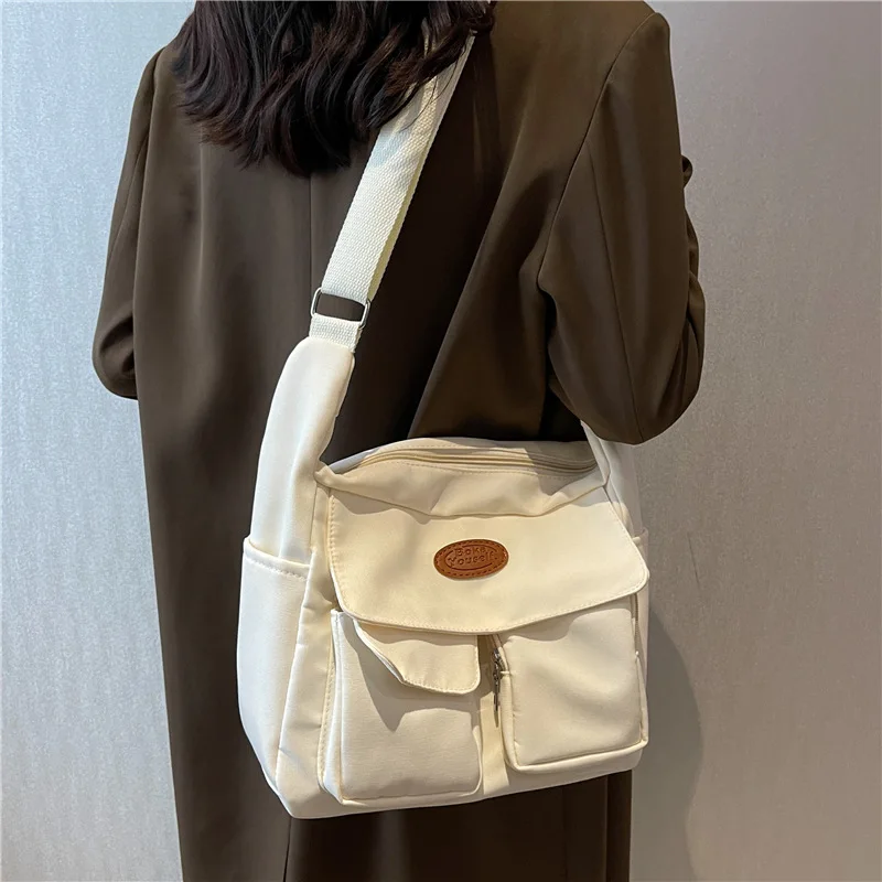 

New Single Shoulder Bag Women Solid Color Fashion Casual Simple Crossbody Bag Middle School Students Crossbody School Bag