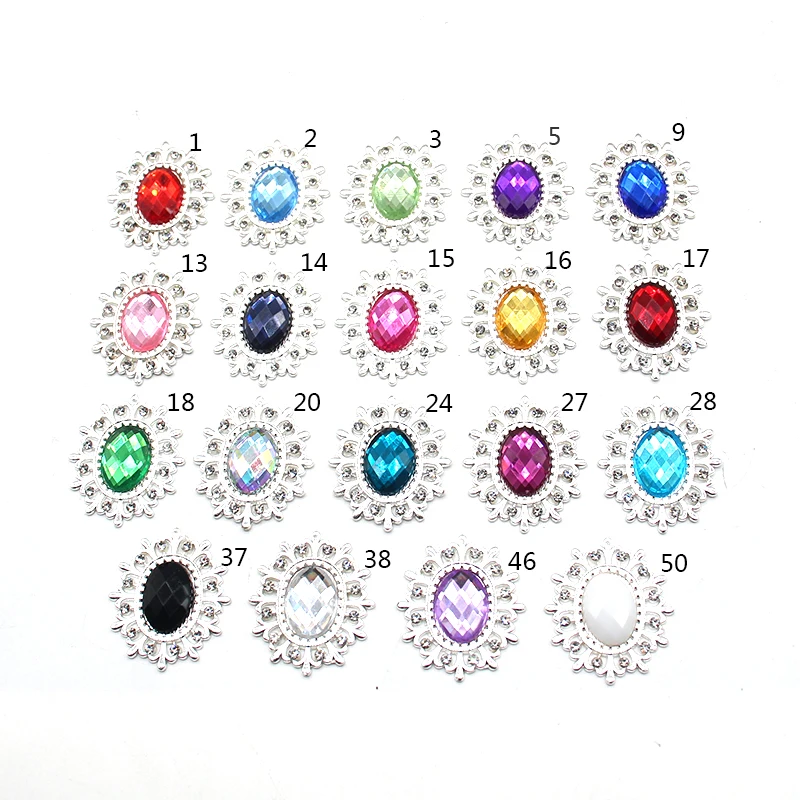 10 Stück 25 * 28 mm ovale, flache Strass-Knöpfe aus Legierung für Stirnbänder, Kleiderdekoration, DIY, romantische Hochzeitsdekoration, Kunsthandwerk – Detail 2