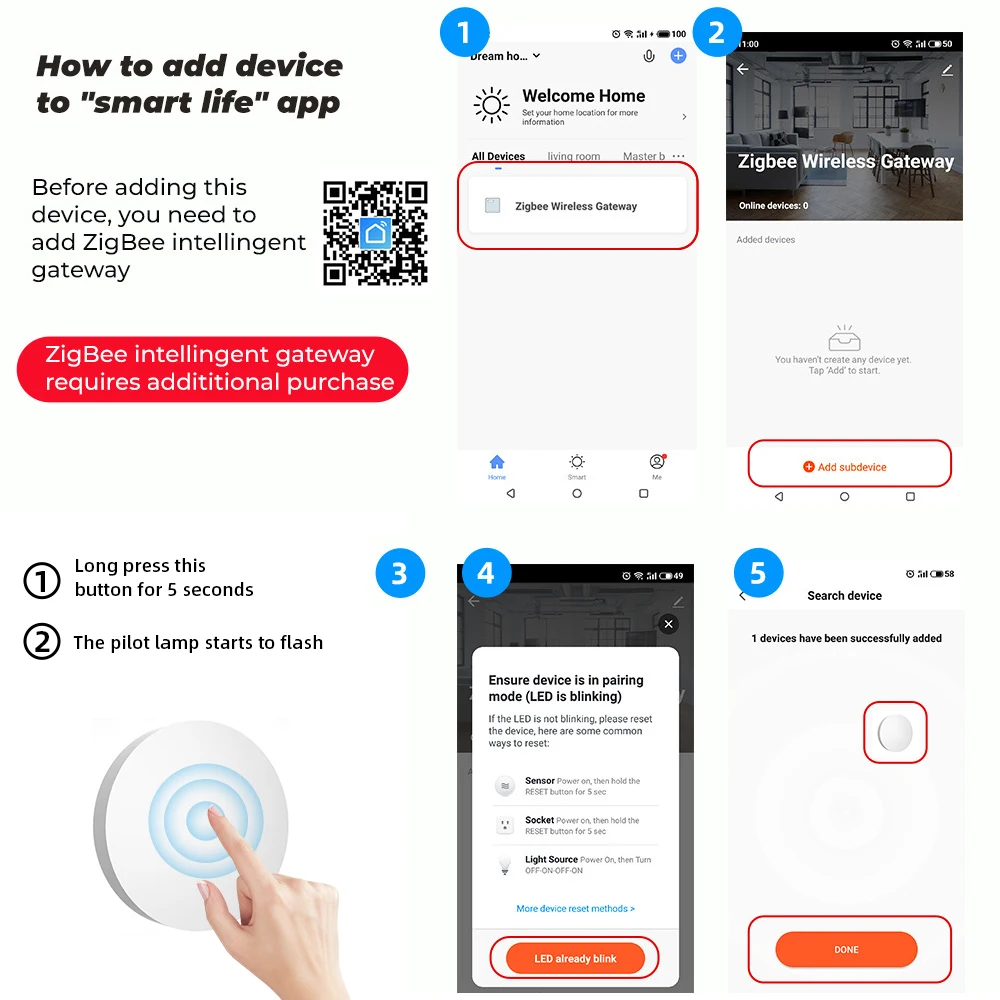 Smart Zigbee Button Scene Switch Voice Control Tuya Wireless Button Smart Life A