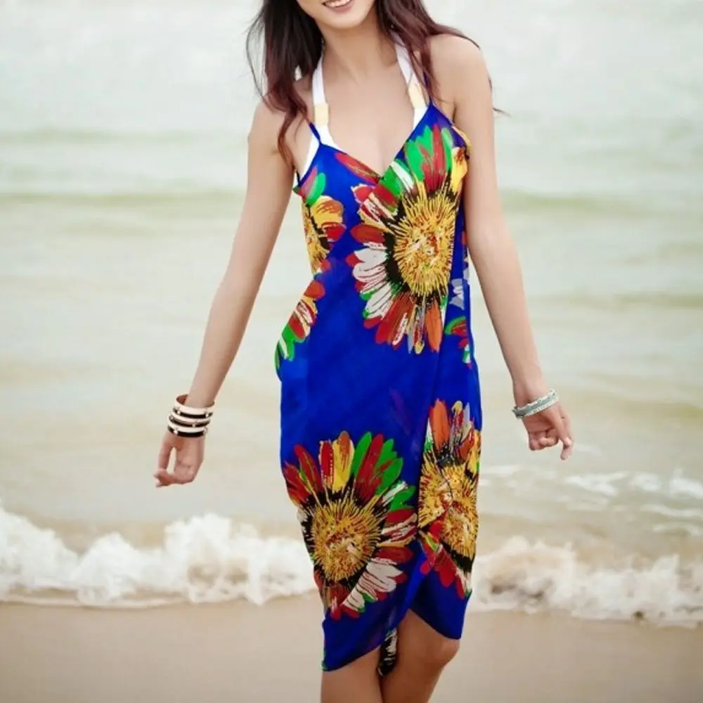 Summer Beach Suspenders Swimsuit Bikini Cover Up Swimsuit Dress Backless Skirt 4