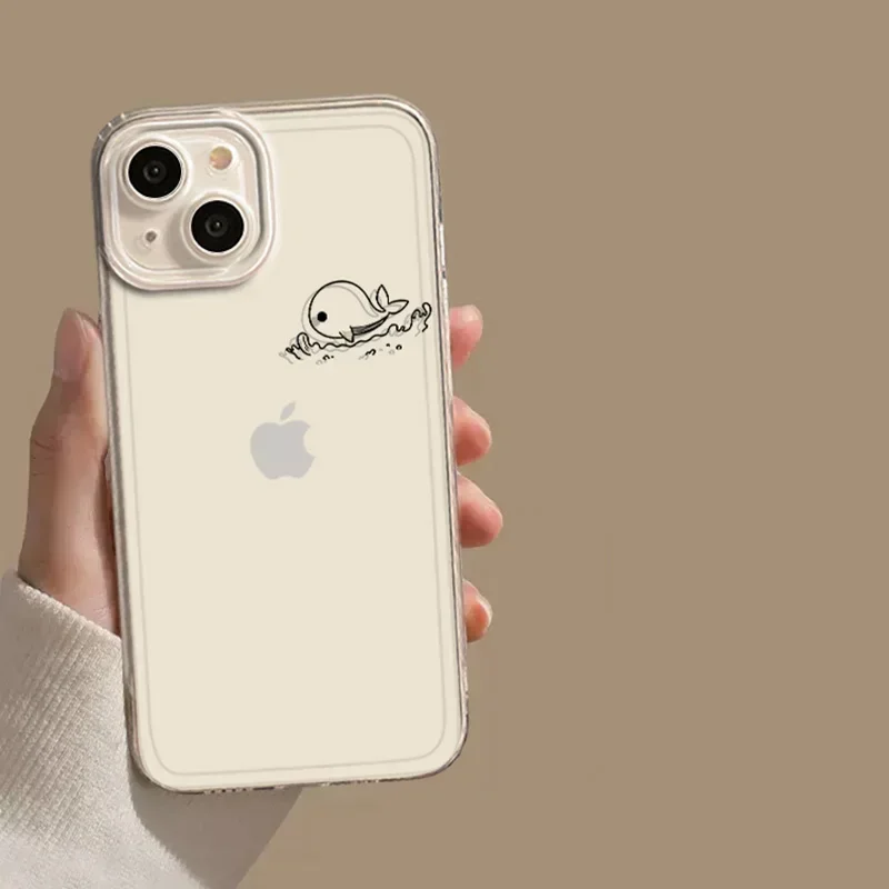 Clear Dolphin & Whale Couple Phone Case - Lovers Cover s