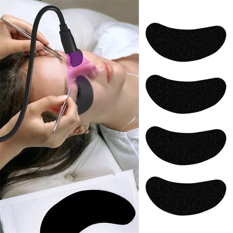 50pairs Padding UV Black Patches for Eyelash Extension Eye Gel Pads Hydrogel Isolate UV rays Paper Stickers Wraps Makeup Tools