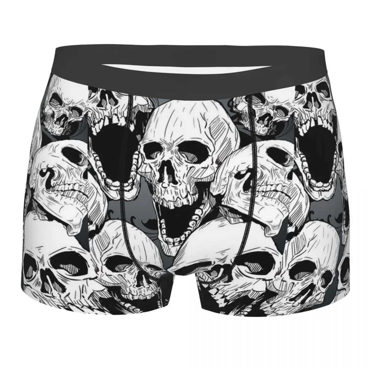 Death Skull Gothic Mens Underwear Boxer Shorts Panties Humor Soft Underpants for Homme Plus Size Polyester Mens Underwear