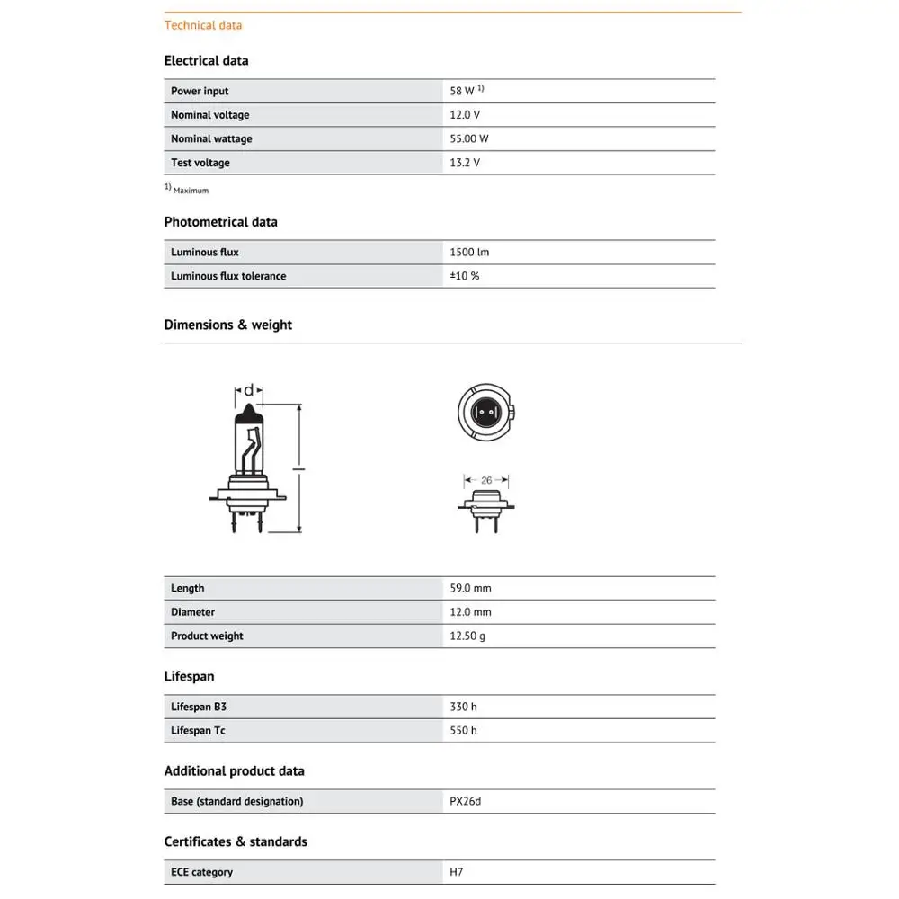 รูปสินค้า หลอดไฟฮาโลเจน H7 คุณภาพสูง สำหรับรถยนต์