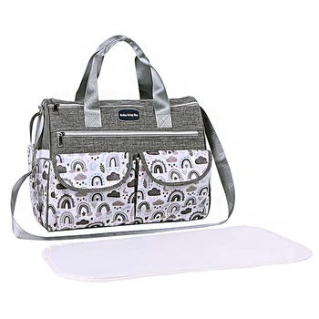 Nuova borsa per mamma a tracolla stampata con nuvole alla moda; Borsa per madre e bambino a tracolla multifunzionale di grande capacità; Borsa per pannolini a tracolla per donne incinte quando si uscire 1