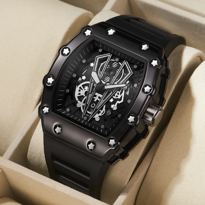 Zegarek handlu zagranicznego duża tarcza dla mężczyzn kwarcowy wodoodporny sportowy kwadratowy zegarek świetlny dla mężczyzn
