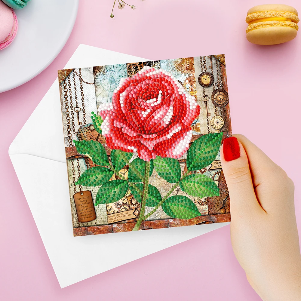 8Pcs/set DIY Diamond Painting Greeting Cards Christmas Birthday Postcards 5D DIY Kids Festival Embroidery Greet Cards Gift