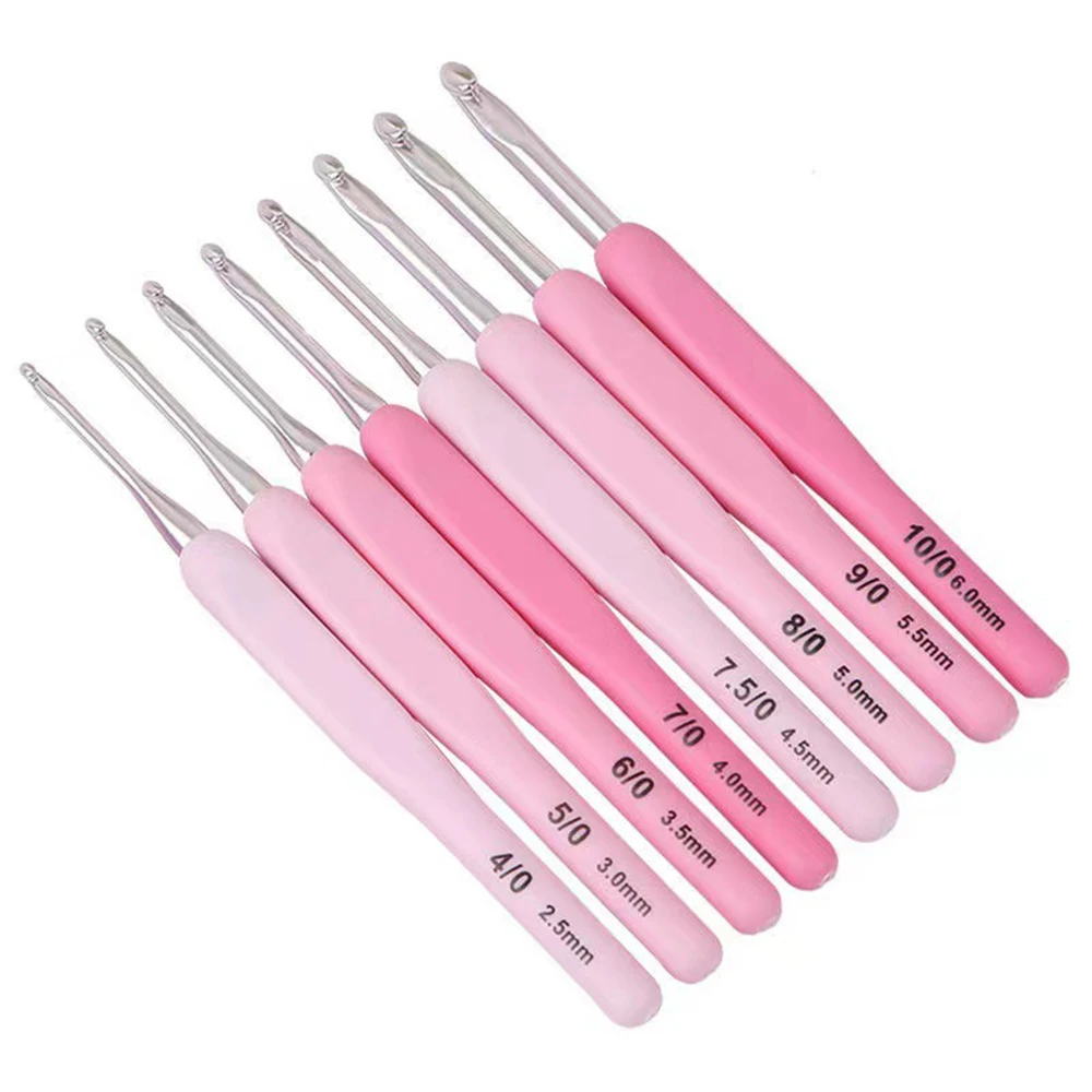 8 Knitting Tools Thick Handle Sweater Needles New Gradient Color Crochet Hooks Soft Handle Set Of Pu Packaging With Accessories