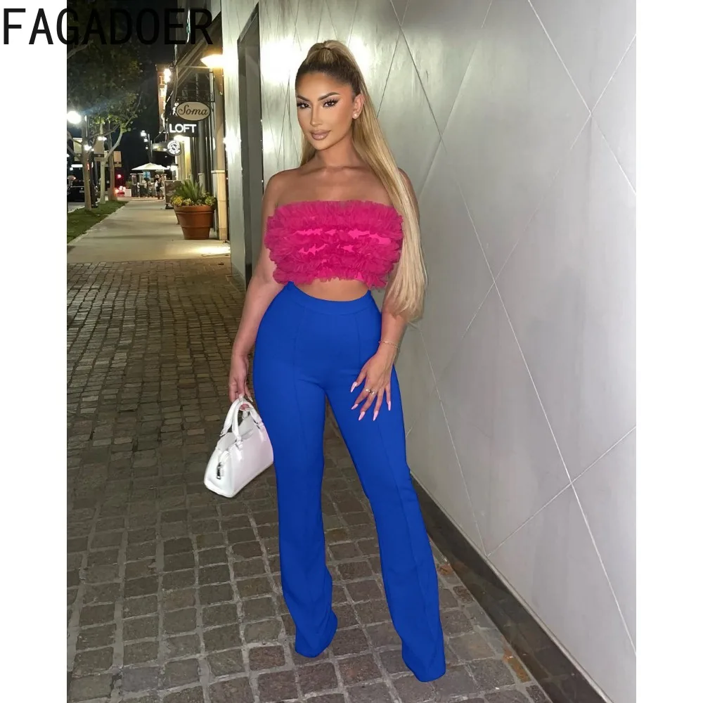 FAGADOER Autumn Casual Solid Wide Leg Pants Women High Waist Zipper Straight Trousers Elegant Office Lady Matching Bottoms 2023