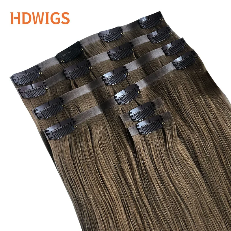 Hair Extensions Clips in Straight 6pcs Clip in PU Brazilian Virgin Human Fusion 100g Natural Blonde