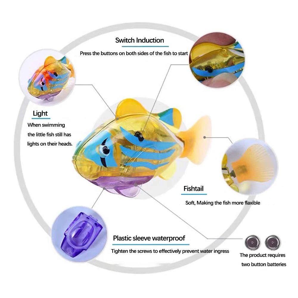 Poisson Robot Interactif Électronique Lumière LED Jouet Pour Chat Chien  Animal