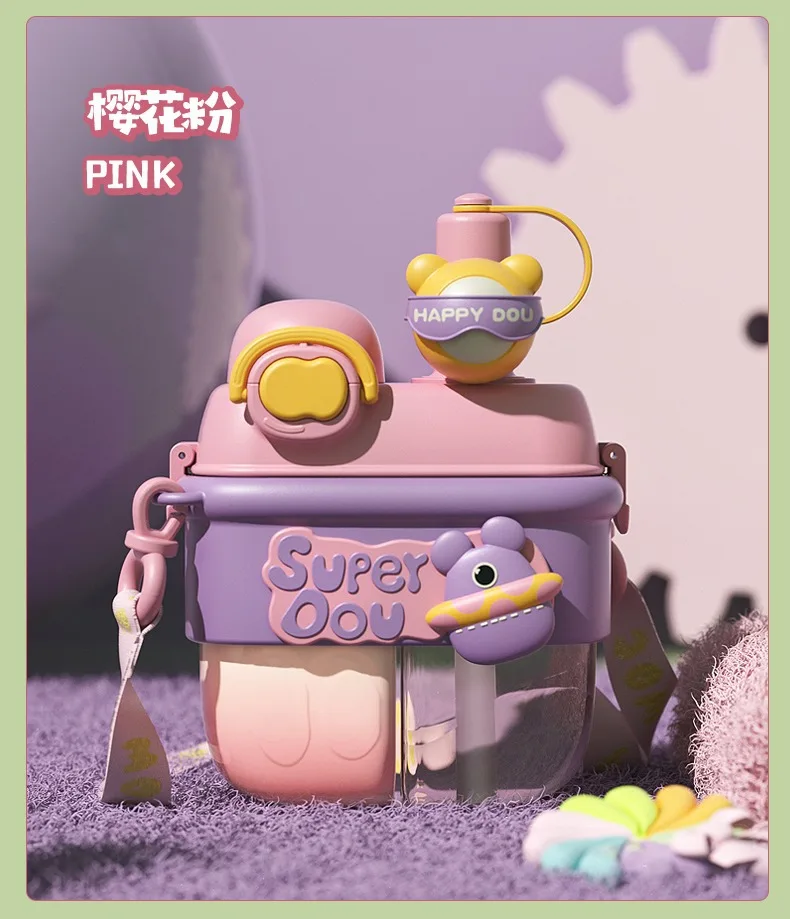 Doll Magic Double Fight Cup With Straw One-Click Press Ptcg Material Safe To Drink Cute Style - 500Ml