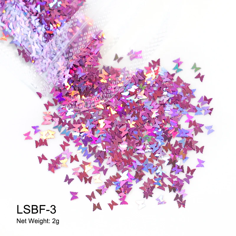 Holographische Laser Schmetterling Nagel Aufkleber Nägel Kunst Glitter Bunte Pailletten Dekorationen 3D Sparkly Flakes Maniküre DIY Liefert – Detail 8