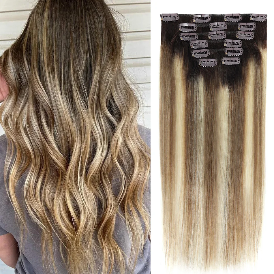 BHF Clip in Menschliches Haar Extensions 100% Remy Gerade Natürliche Menschenhaar Volle Kopf 70g zu 140g Clip ins