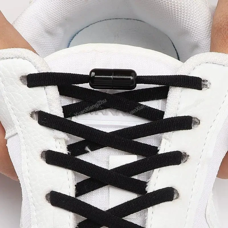 No Tie Shoelaces Semicircle Elastic Shoe Laces For Kids and Adult Sneakers Shoelace Quick Lazy Metal Lock Laces Shoe Strings