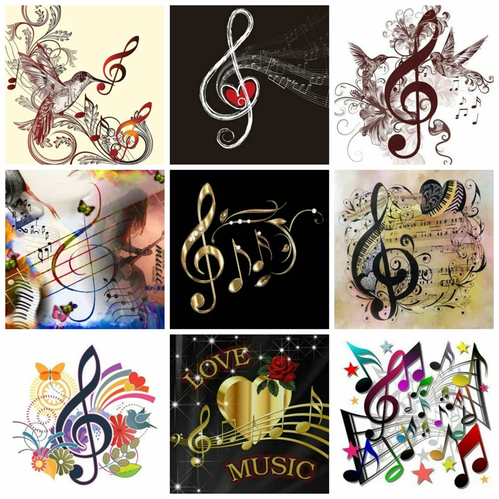 Huacan Diamond Art Painting Mosaic Music Scenery Home Decor Diamond Embroidery Sheet Music Cross Stitch Wall Sticker diamond painting diamond painting stickers
