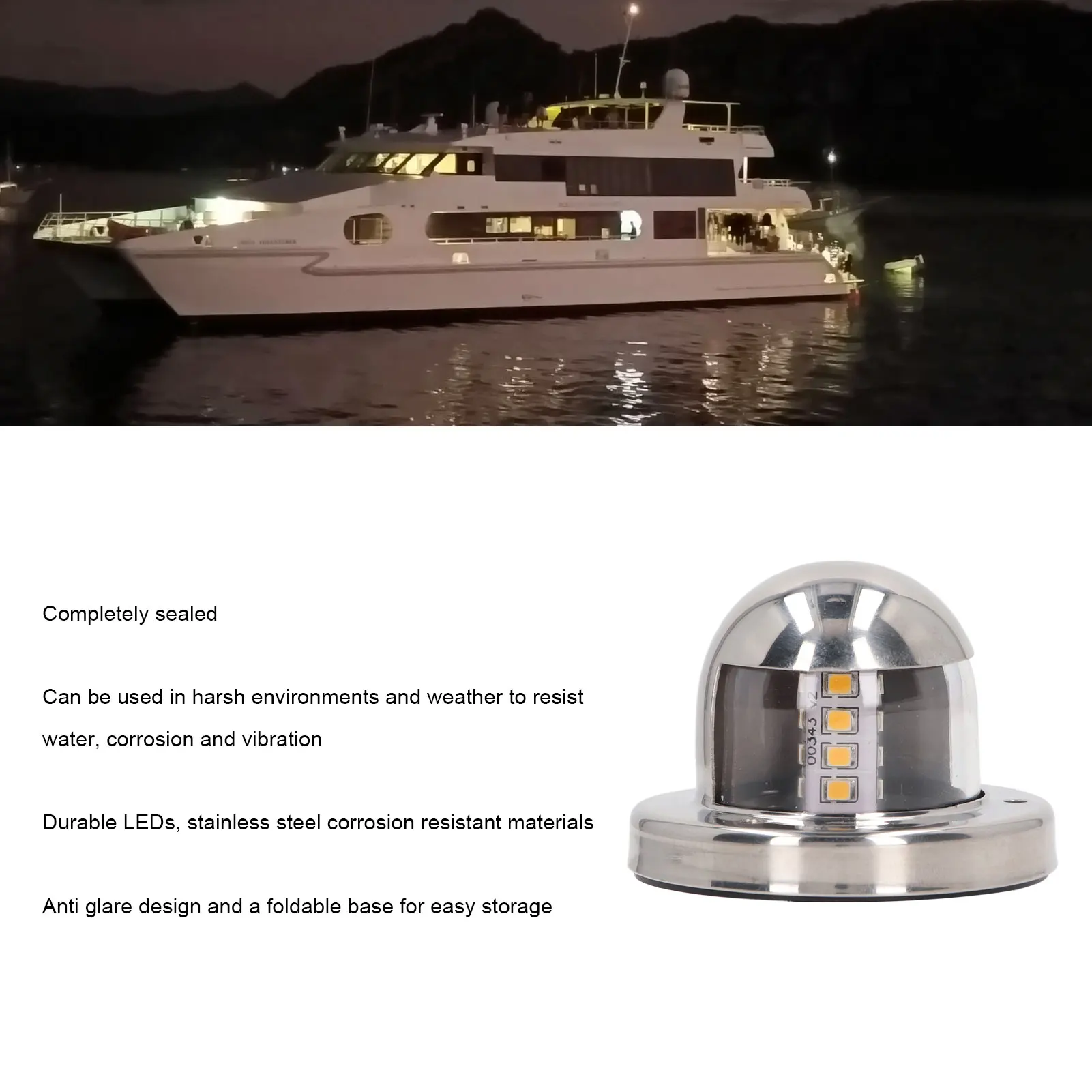 12V DC Boat Anchor Lights 135&deg; White LED Navigation Stern Light IP66 Waterproof 2nm Visibility for Marine Yachts Pontoon Marine Accessories Marine Hardware Marine Boat Lights
