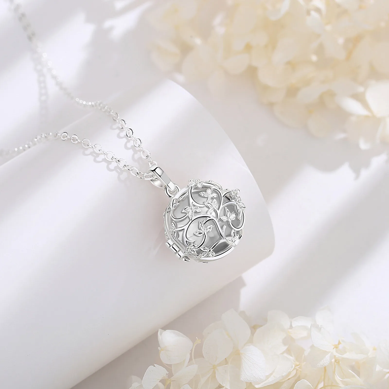 Eudora 18mm Urn Cremation Flower Cage Locket Ash Pendant Holder Keepsake Capsule Hollow Ball DIY Necklace Women Jewelry Gift 4