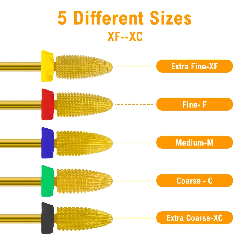 Large Cone Tungsten Nail Drill Bits Carbide Left Right Hand Available Dual Rotation Titanium Coating Manicure Gel Remover 3/32"