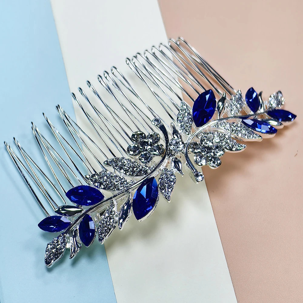 Bridal Hair Accessories Dreamy Sapphie Blue Wedding Headwear Hair Comb